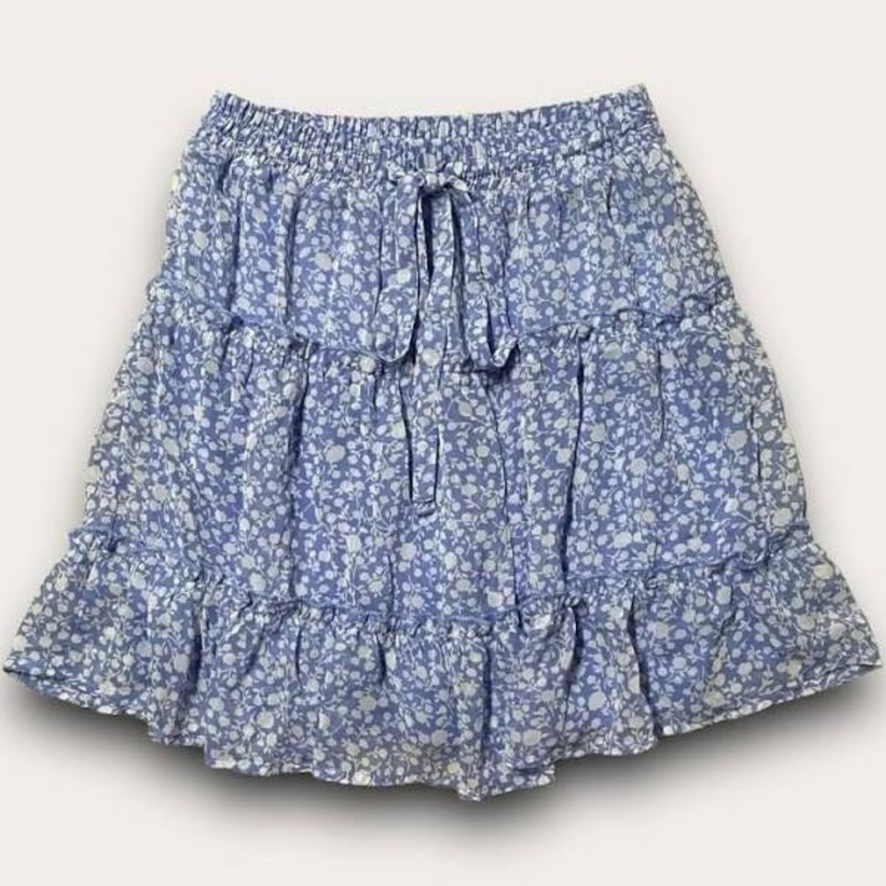 Sienna Sky Blue and White Bubble Mini Skirt